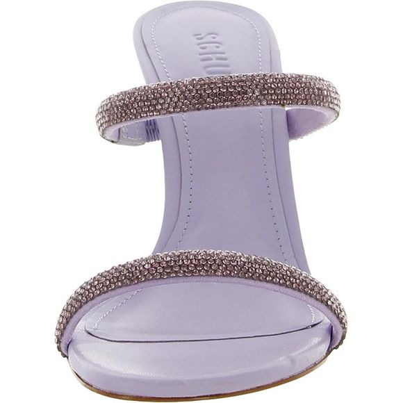 Schutz Womens TALIAH Purple Leather Slip On Open Toe Pumps Shoes NWT - Picture 2 of 3